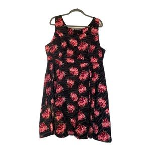 torrid Black Floral Polka Dot Mini Dress with Pink Roses